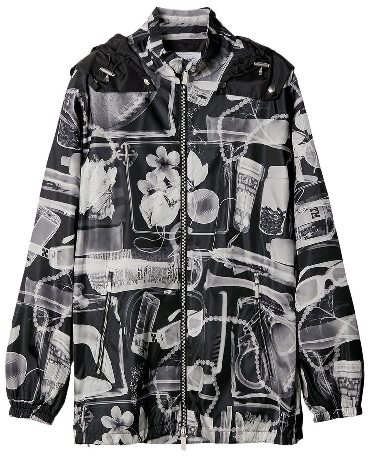 Off White X Ray Hooded Windbreaker Jacket BlackWhite