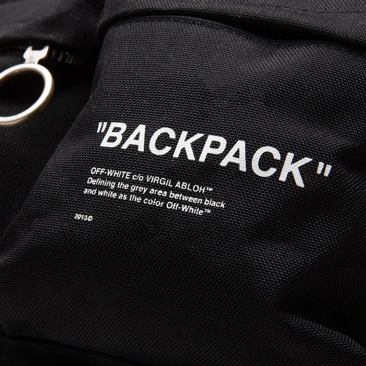 Off White Quote Tote Backpack BlackWhite