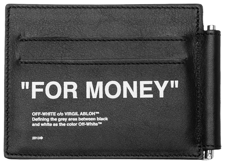 Off White Quote Bill Clip Wallet BlackWhite