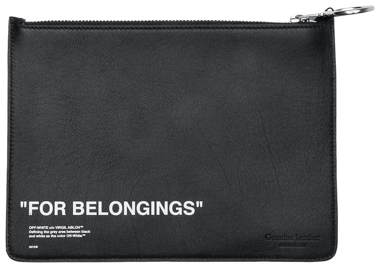 Off White Quote Pouch BlackWhite