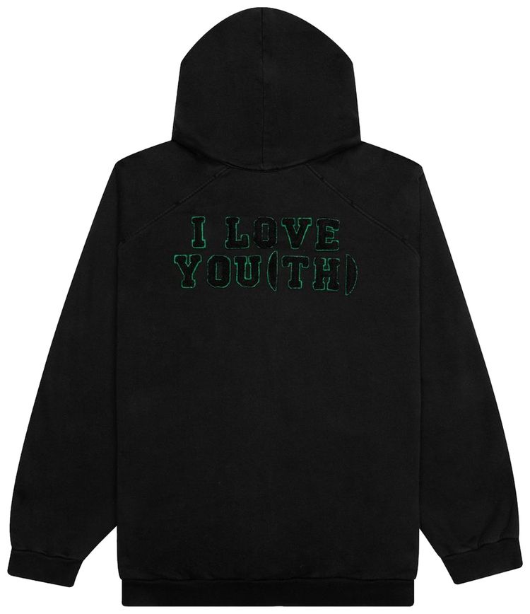 Raf Simons Oversized Badge and Print Zipped Hoodie Black