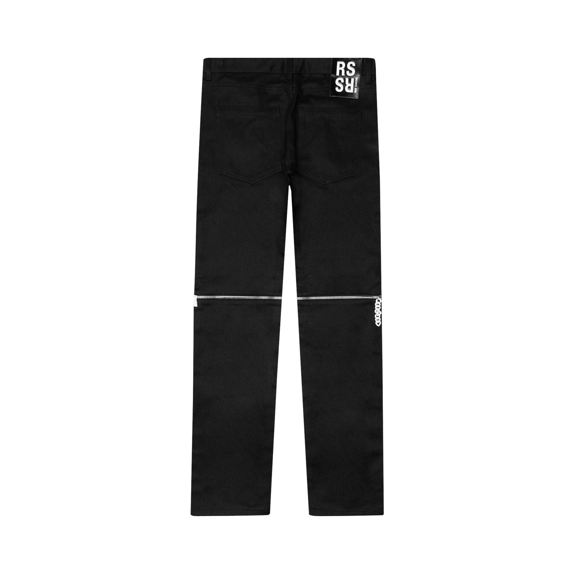 Buy Raf Simons Slim Fit Zippers At Knee Denim Pants 'Black' - 202