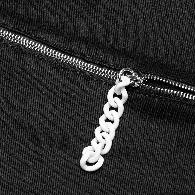 Raf Simons Slim Fit Zippers At Knee Denim Pants Black