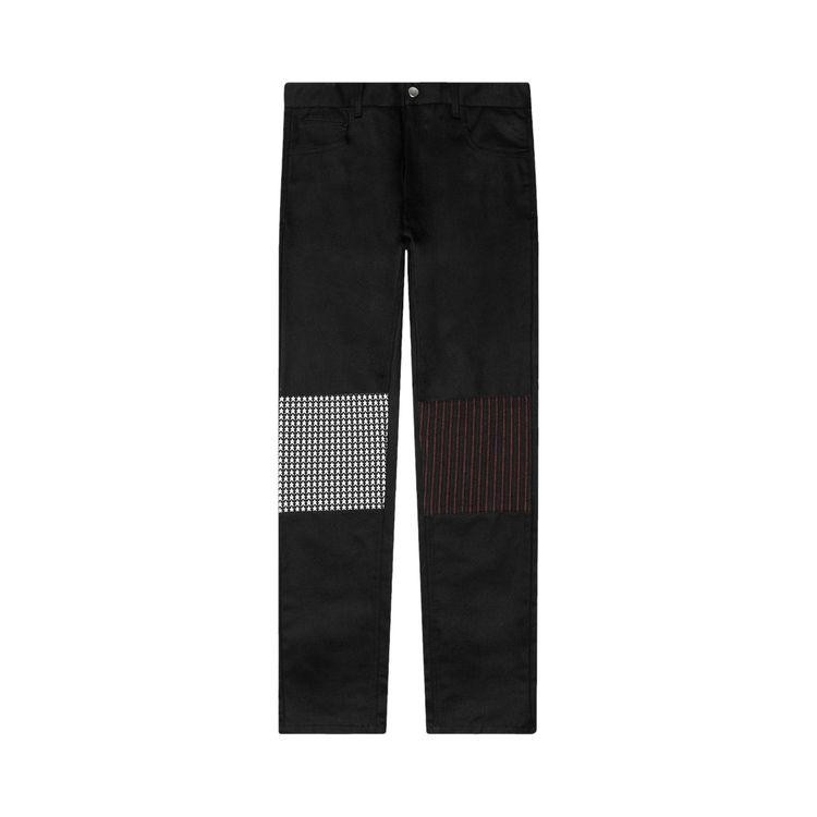 Raf Simons Slim Fit Denim Pants With Jersey Kneepatches Black