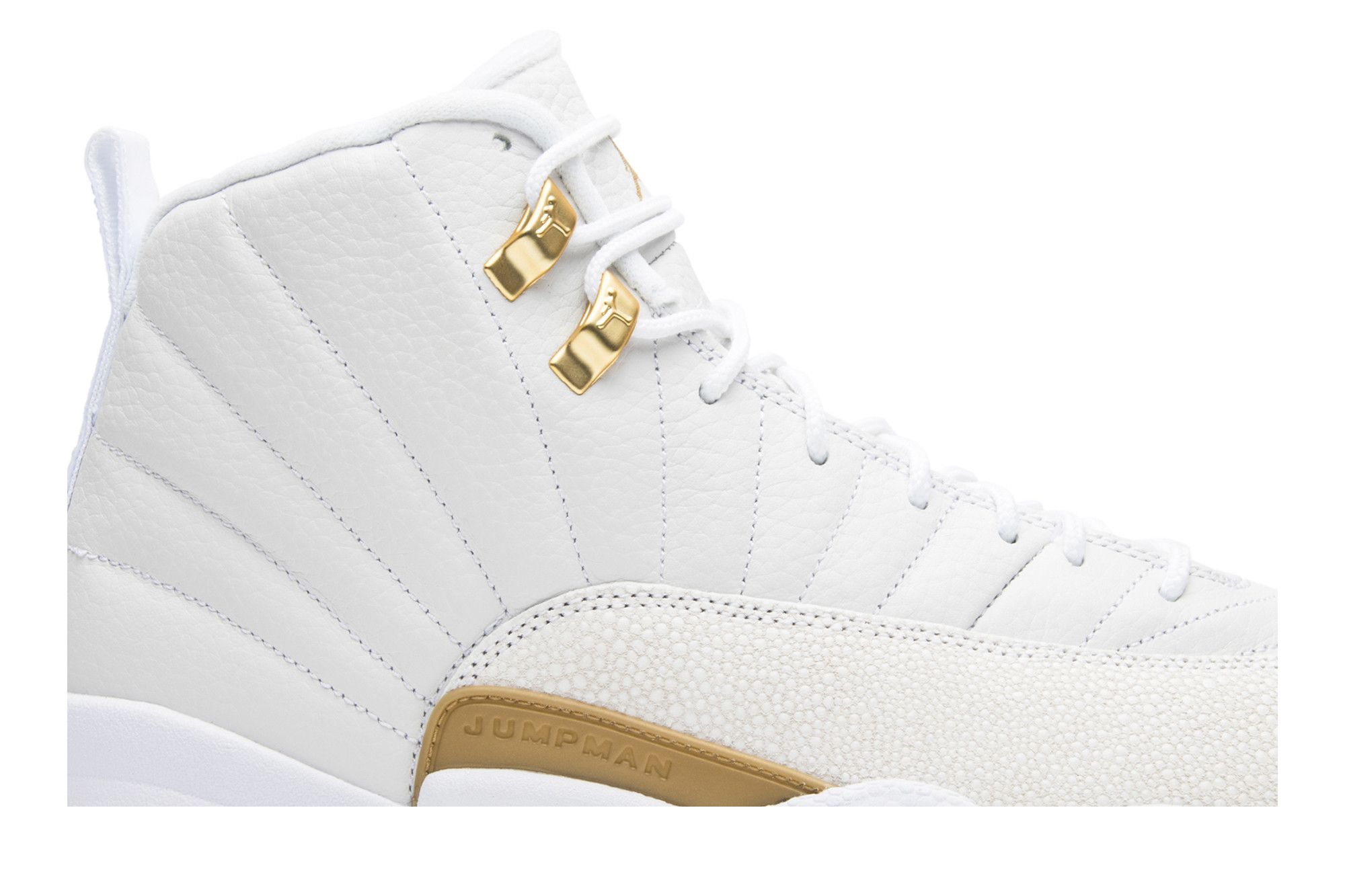 Jordan 12 all white and gold clearance