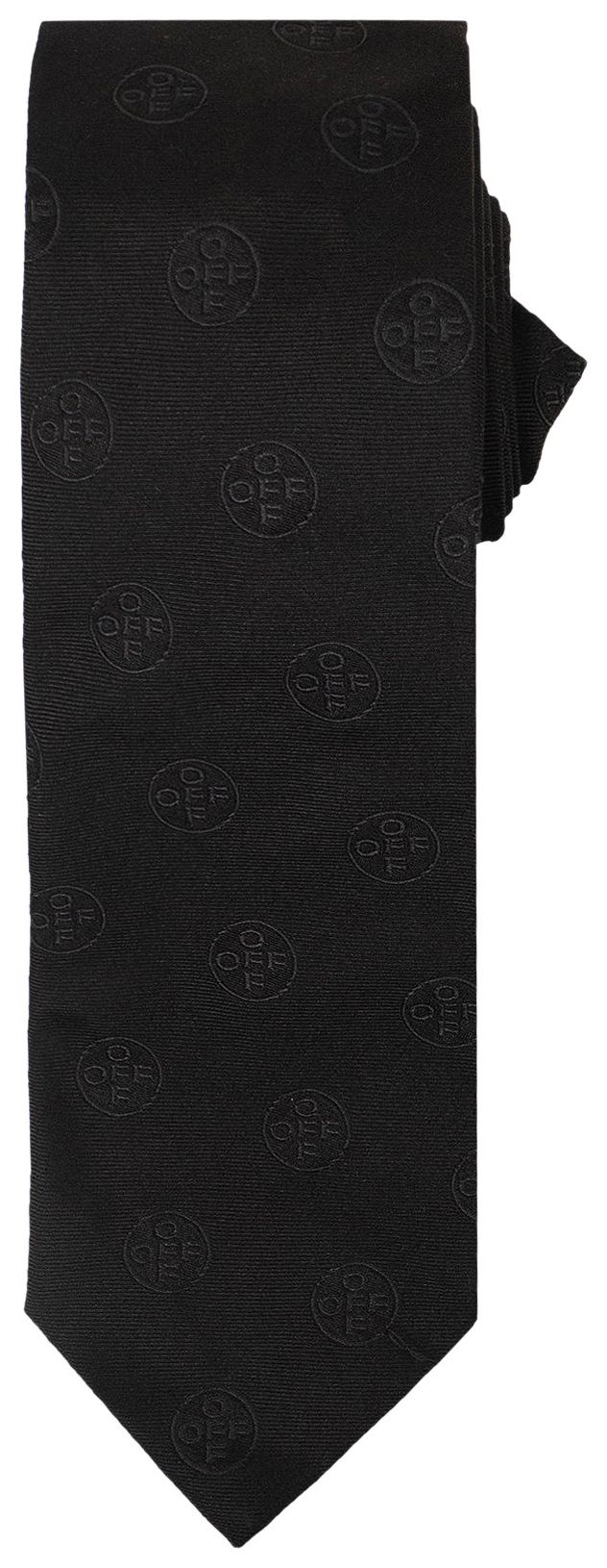 Off White Logo Print Neck Tie BlackBlack