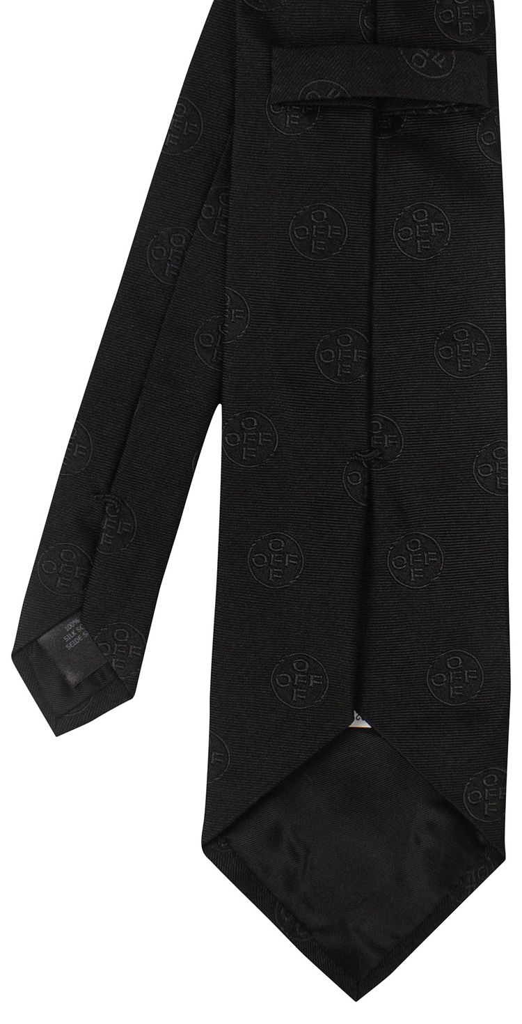 Off White Logo Print Neck Tie BlackBlack