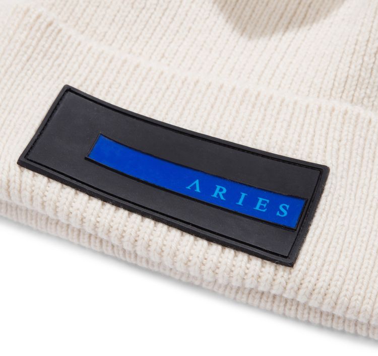 Aries Rubber Patch Beanie Ecru