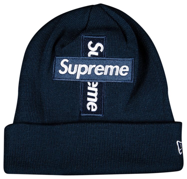 Supreme x New Era Cross Box Logo Beanie 'Navy'