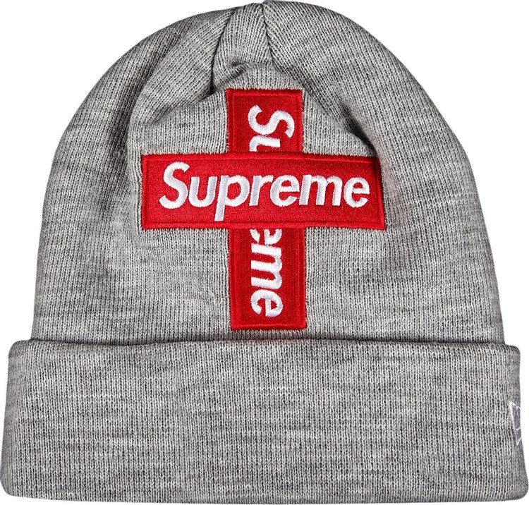 Supreme x New Era Cross Box Logo Beanie Heather Grey