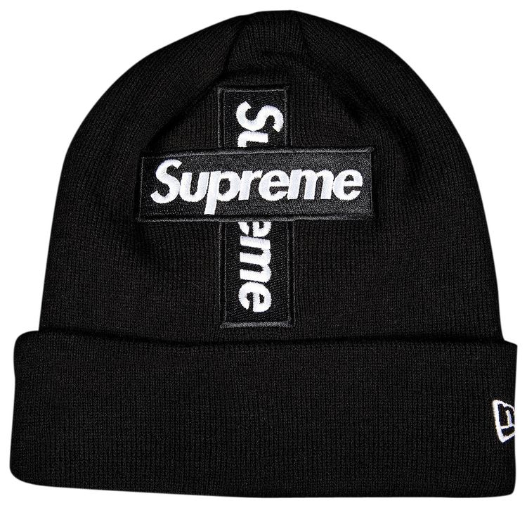 Supreme x New Era Cross Box Logo Beanie Black