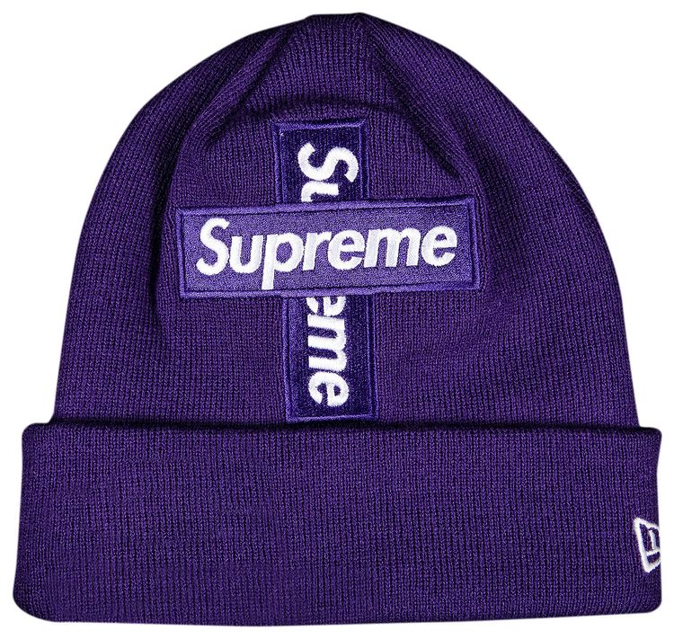 Supreme x New Era Cross Box Logo Beanie Purple