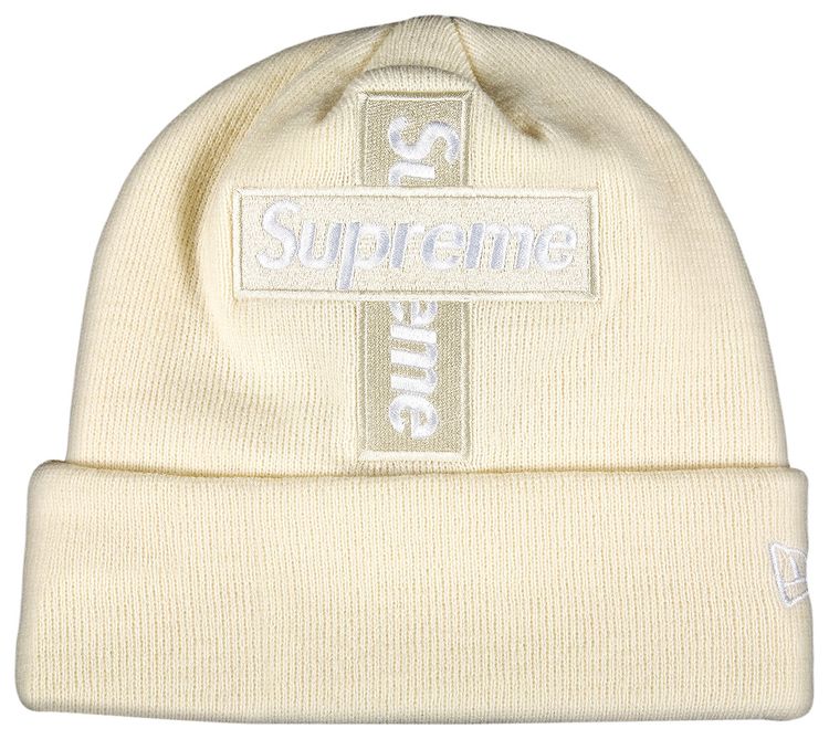Supreme x New Era Cross Box Logo Beanie Natural