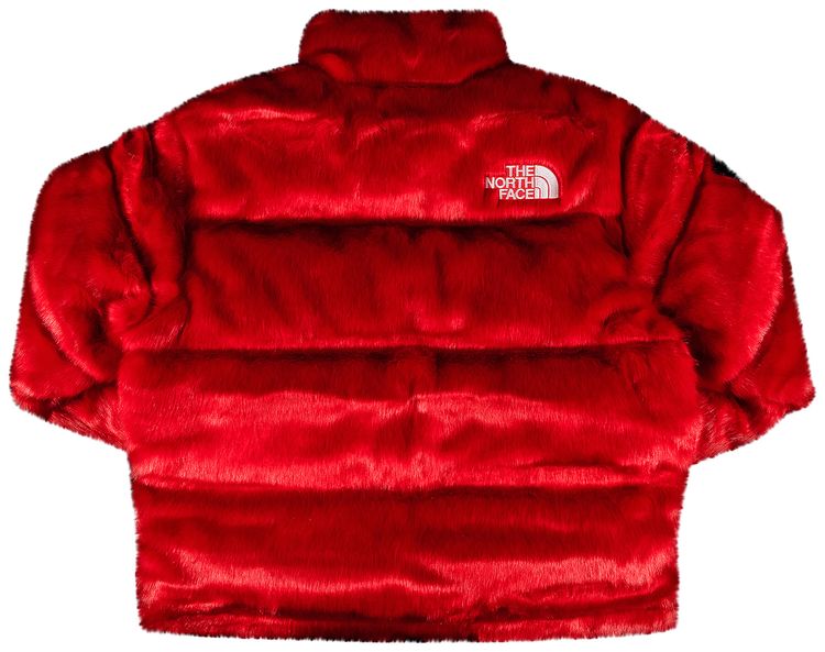Supreme x The North Face Faux Fur Nuptse Jacket Red