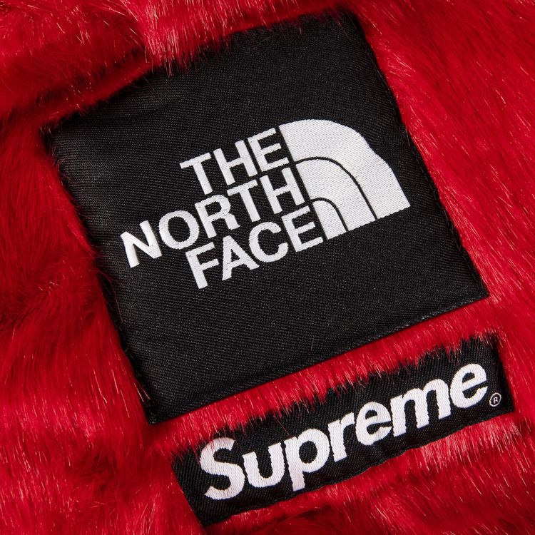 Supreme x The North Face Faux Fur Nuptse Jacket Red