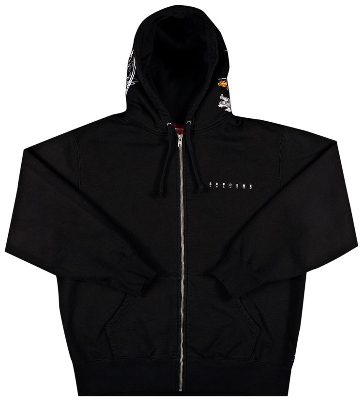 Supreme Globe Zip Up Hooded Sweatshirt Black