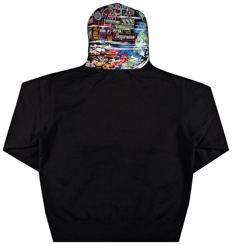 Supreme Globe Zip Up Hooded Sweatshirt Black