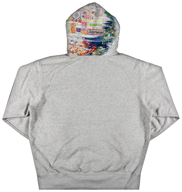 Supreme Globe Zip Up Hooded Sweatshirt Heather Grey