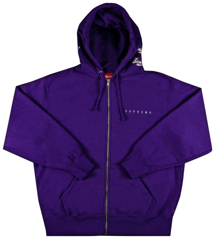 Supreme Globe Zip Up Hooded Sweatshirt Purple