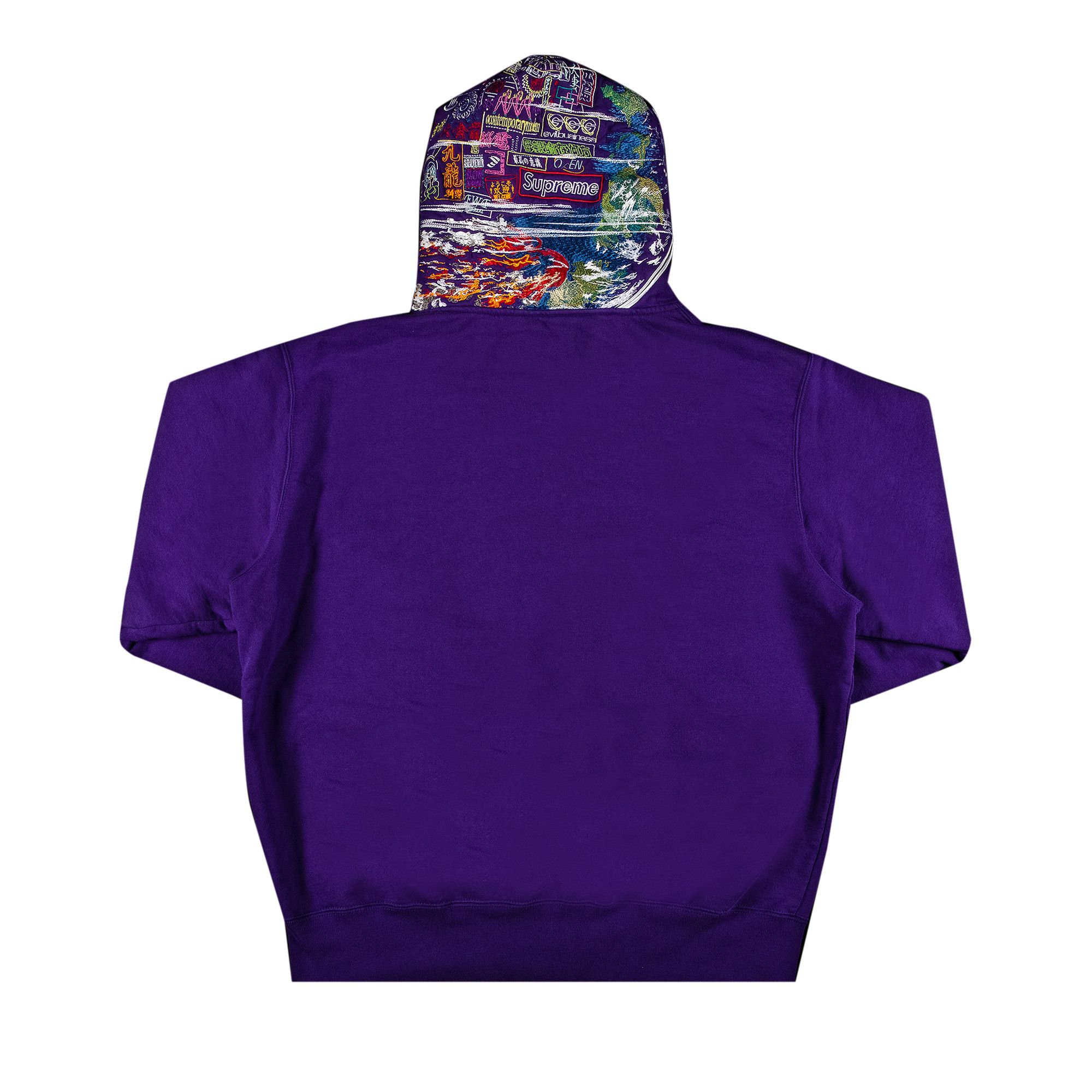 Buy Supreme Globe Zip Up Hooded Sweatshirt 'Purple