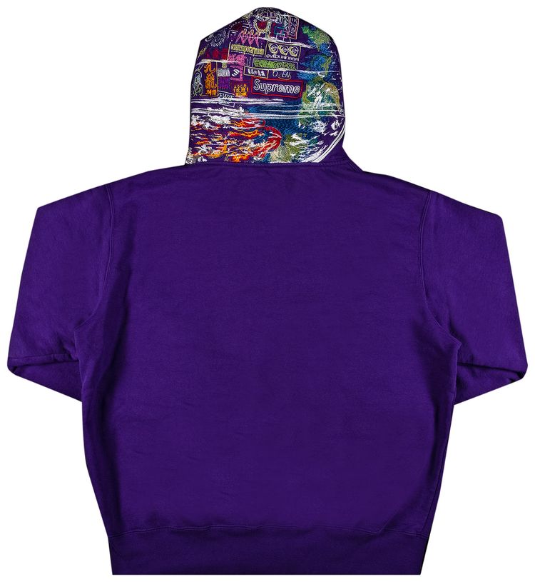 Supreme Globe Zip Up Hooded Sweatshirt Purple