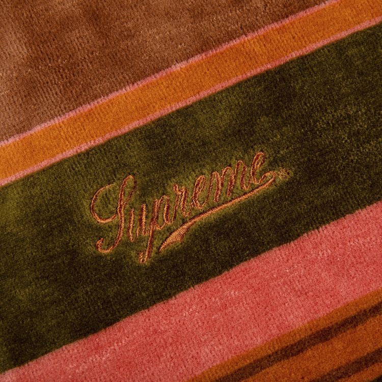 Supreme Stripe Velour Half Zip Pullover Peach