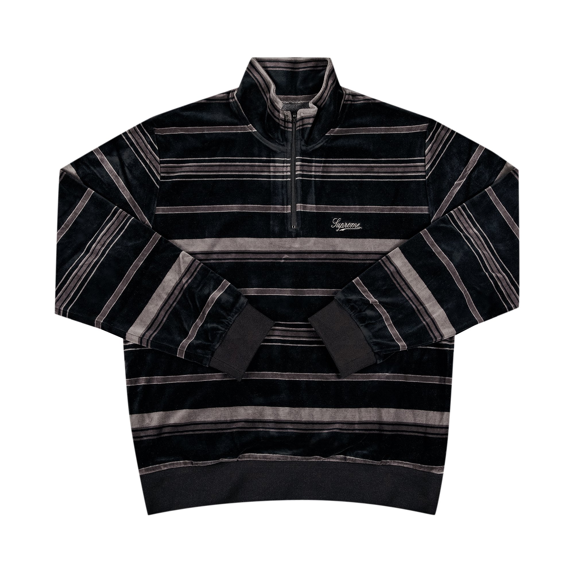 Buy Supreme Stripe Velour Half Zip Pullover 'Black' - FW20KN67 BLACK | GOAT