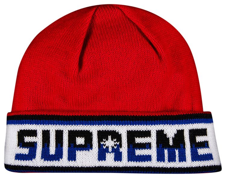 Supreme Double Logo Facemask Beanie Red