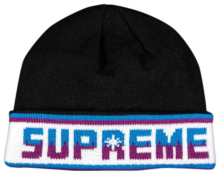 Supreme Double Logo Facemask Beanie Black