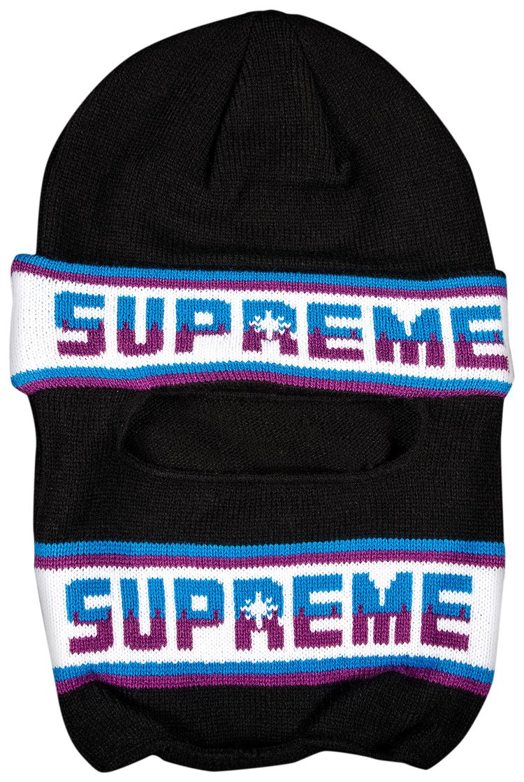 Supreme Double Logo Facemask Beanie Black