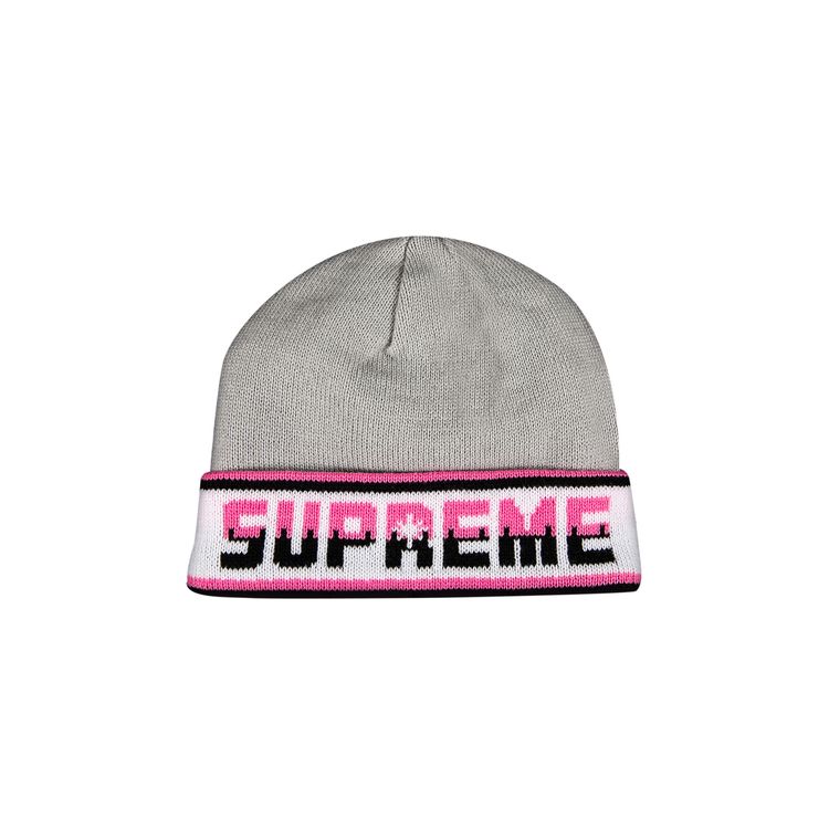 Supreme Double Logo Facemask Beanie Grey