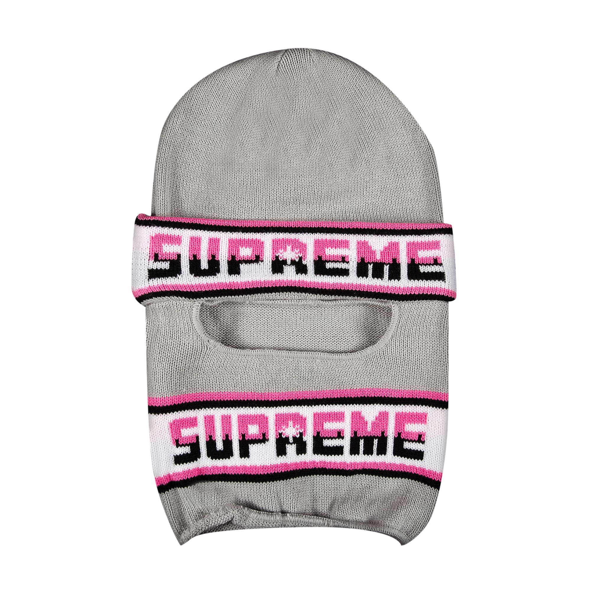 即納★Supreme★DOUBLE LOGO FACEMASK BEANIE★FW20BN40 GREY Supreme Double Logo Facemask Beanie (FW20) - $40