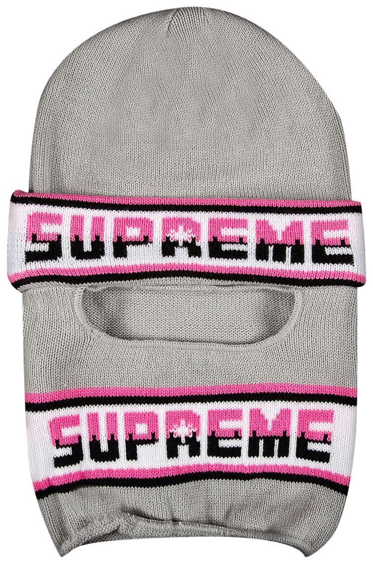 Supreme Double Logo Facemask Beanie Grey
