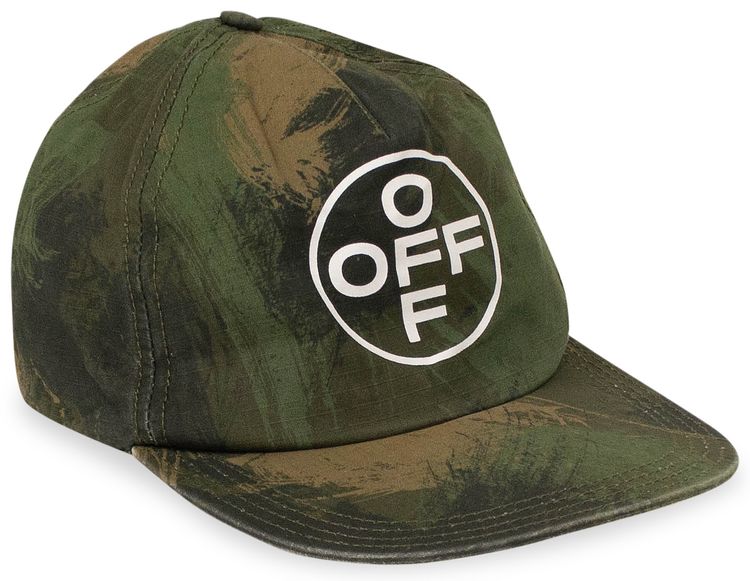 Off White Camouflage Logo Baseball Cap Green