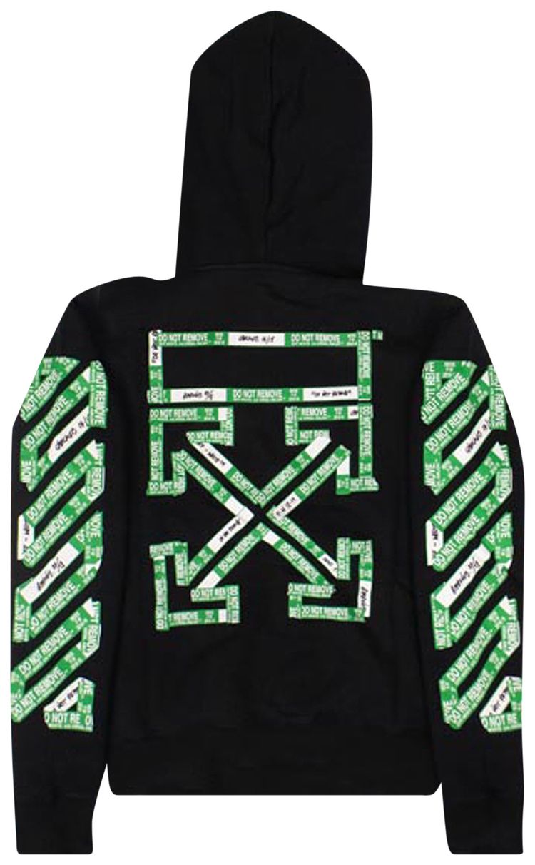 Off White Green Tape Hooded Sweatshirt Black