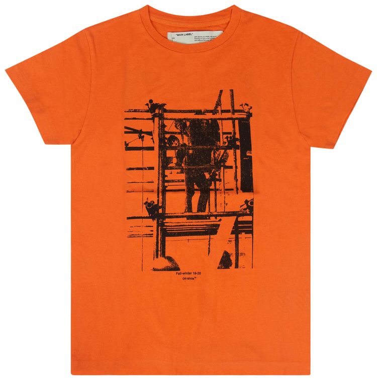 Off White Industrial Print T Shirt Orange