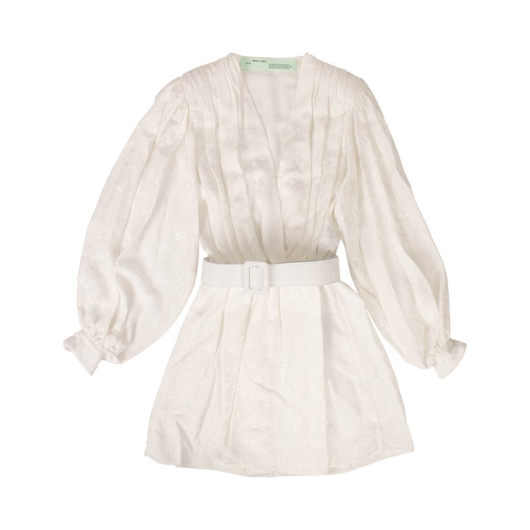 Off-White Long-Sleeve Belt Dress 'White'