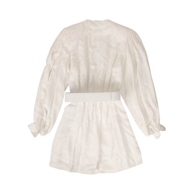 Off White Long Sleeve Belt Dress White