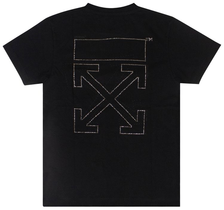 Off White Rhinestone Arrows T Shirt Black