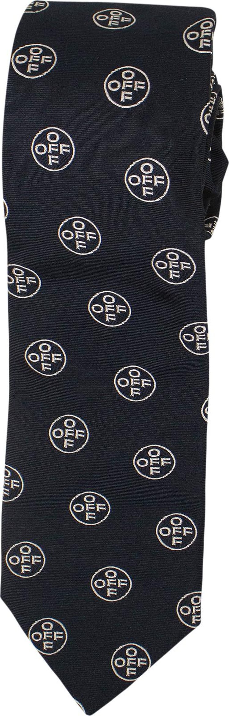 Off-White Silk Logo Print Neck Tie 'Navy Blue'