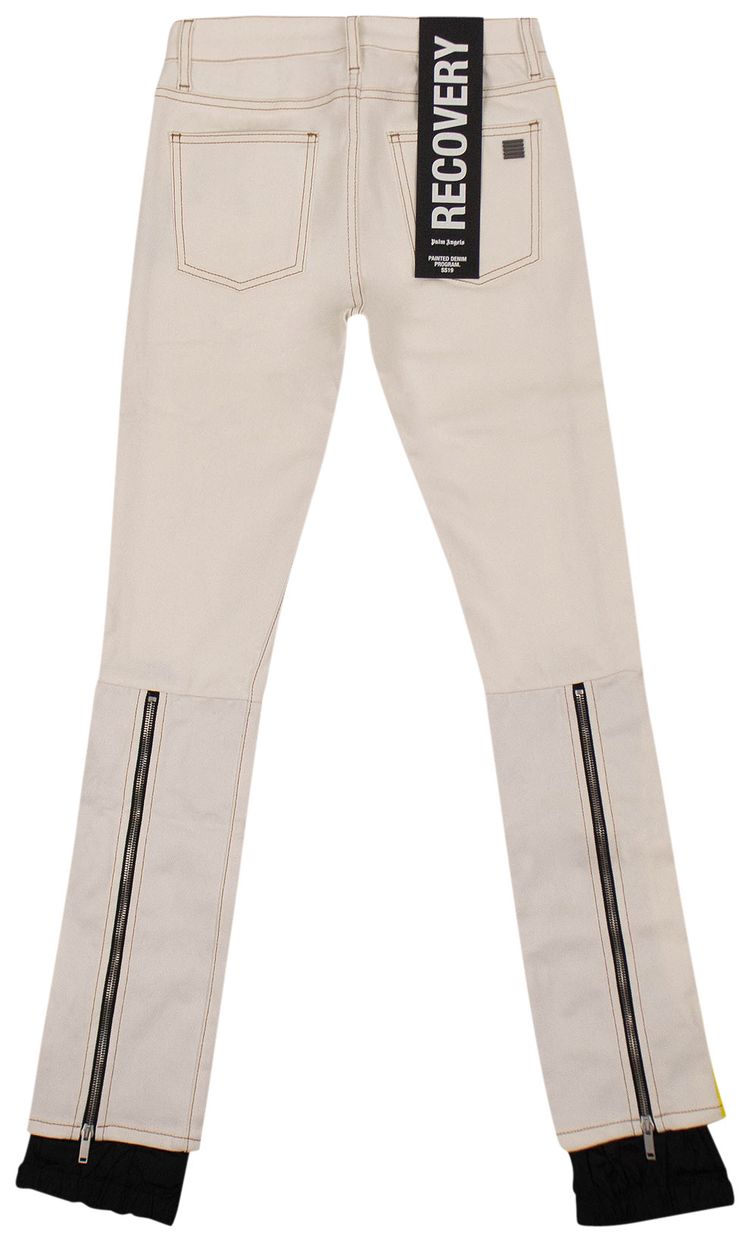 Palm Angels Striped Stretch Jeans White