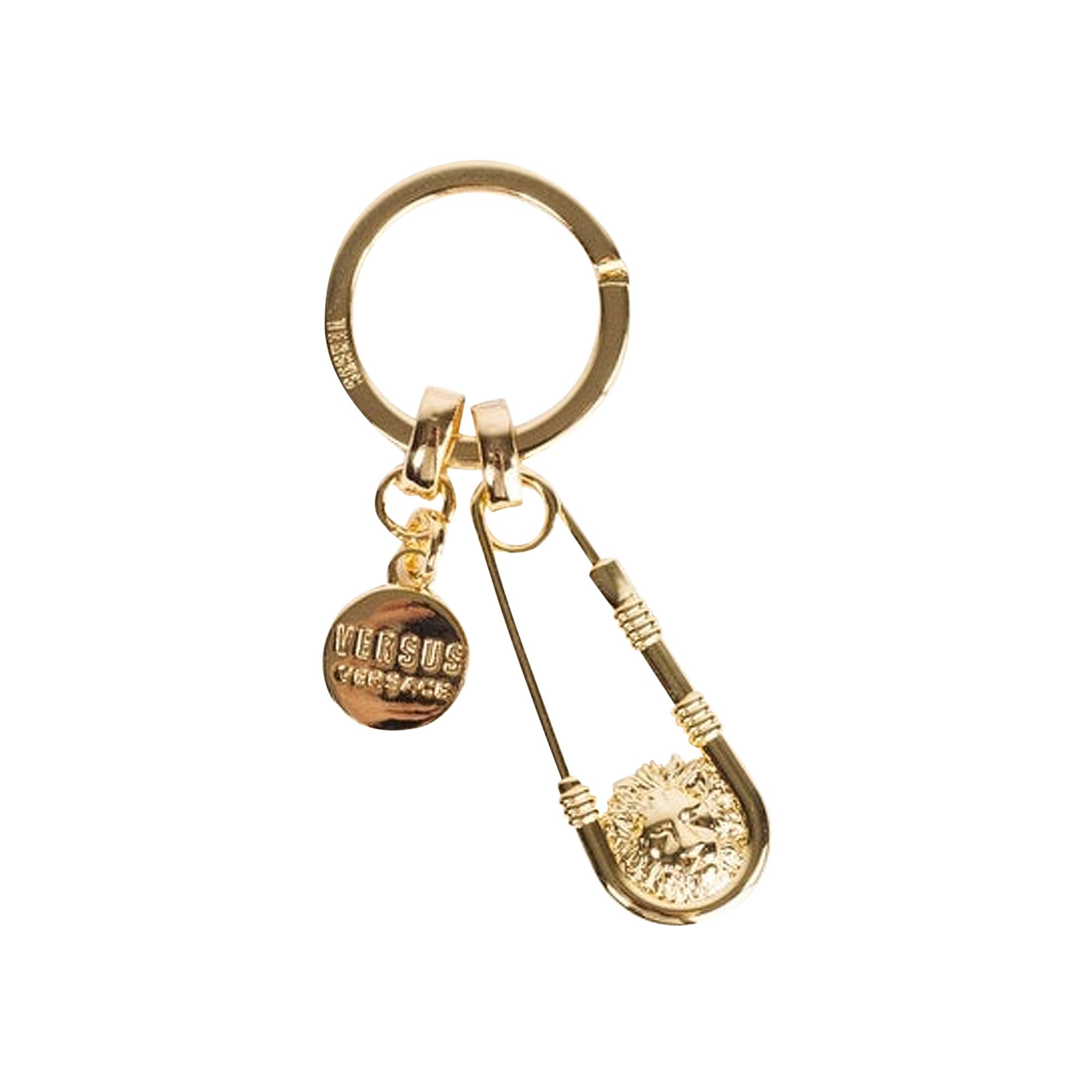 Buy Versace Lion Head Safety Pin Keychain 'Gold' - FGP082S