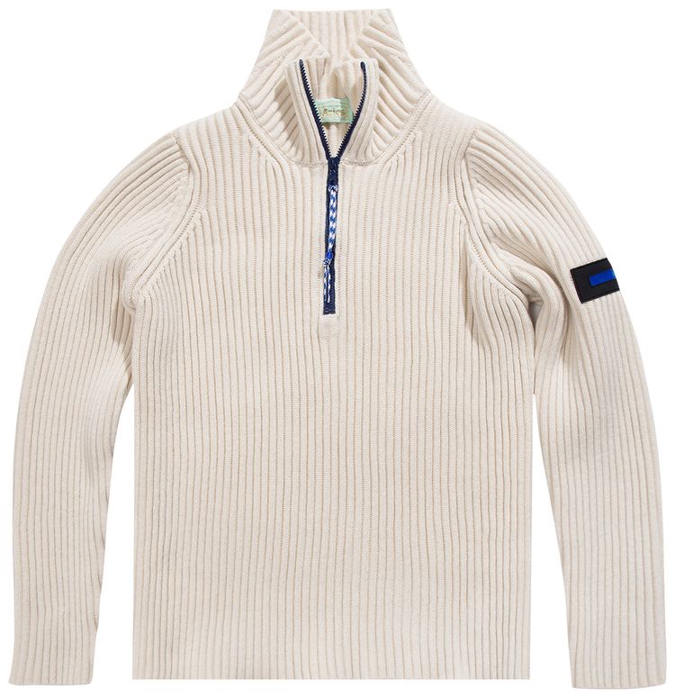 Aries Rib Quarter Zip Jumper Ecru