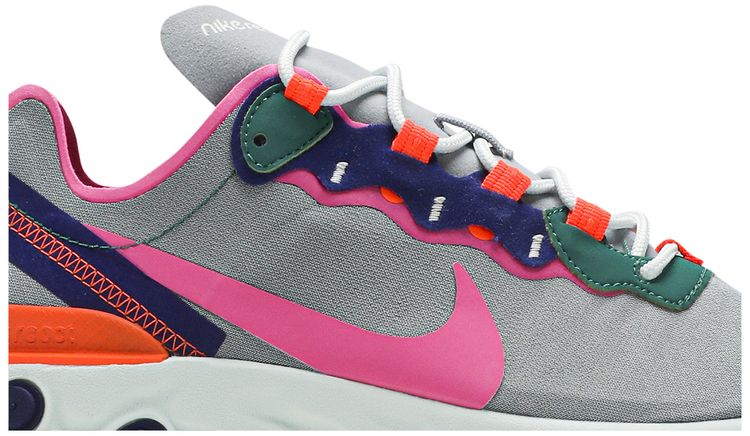 Wmns React Element 55 Wolf Grey Fuchsia
