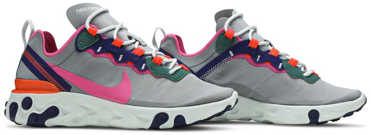 Wmns React Element 55 Wolf Grey Fuchsia