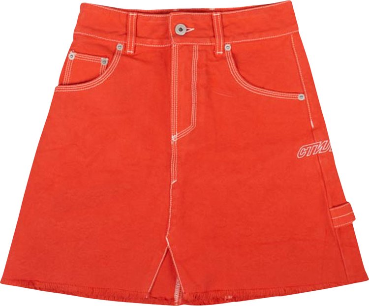 Heron Preston Cotton Workwear Skirt 'Coral Red/White'