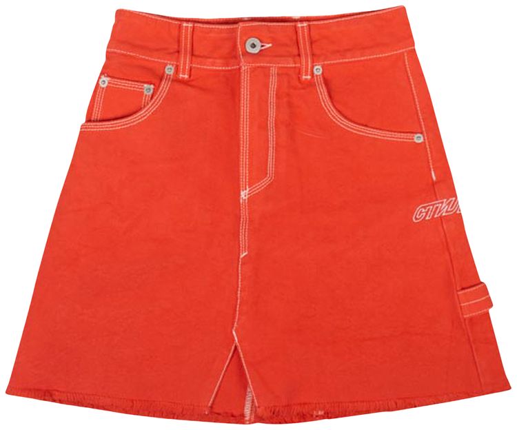 Heron Preston Cotton Workwear Skirt Coral RedWhite