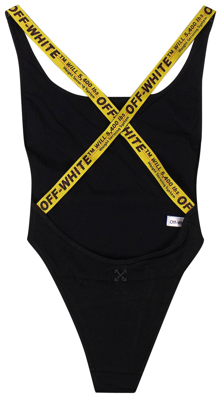 Off White Logo Strap One Piece Swimsuit Black