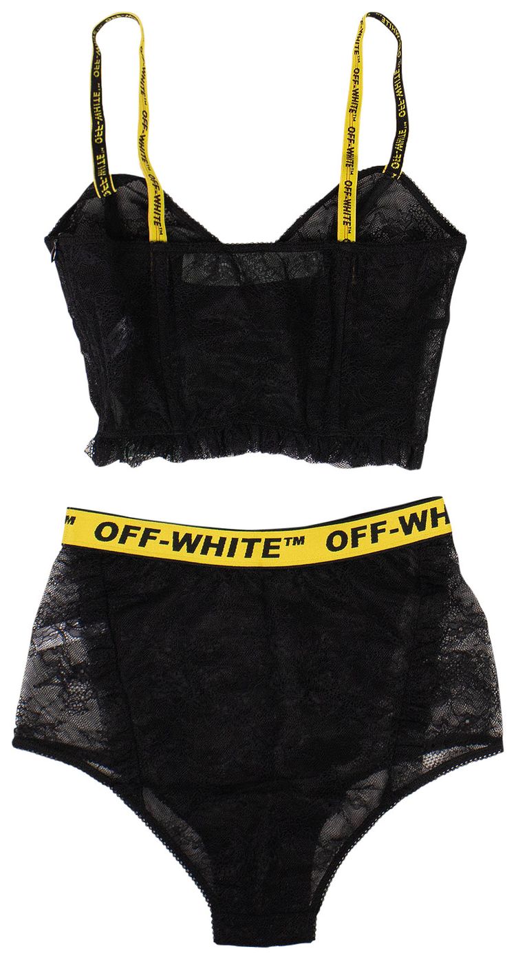 Off White Logo Lingerie Set Black