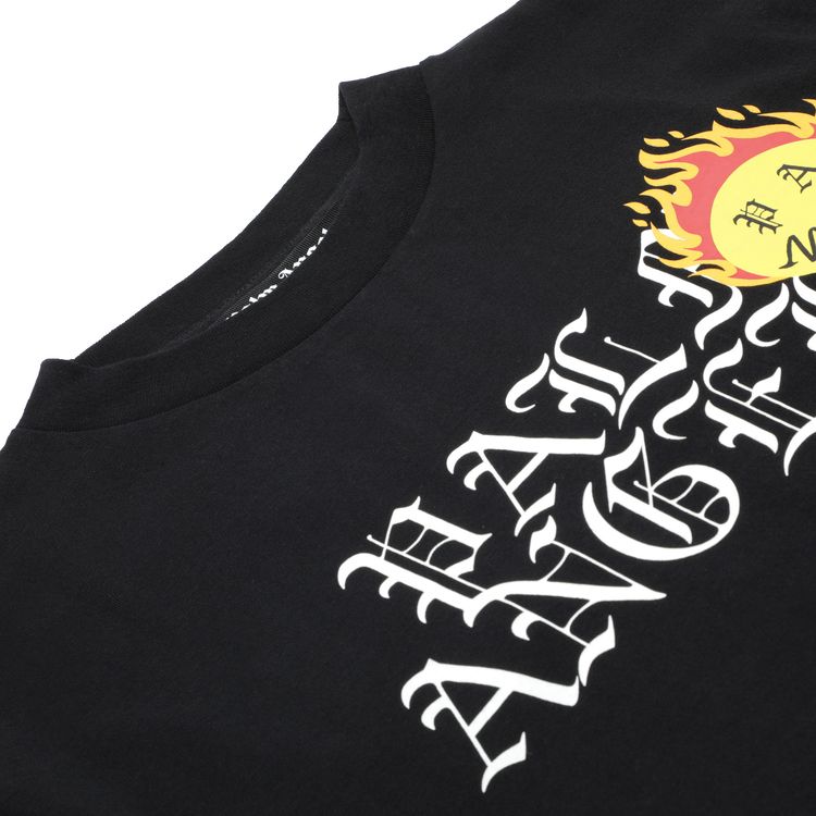 Palm Angels Burning Head Logo Short Sleeve Tee BlackYellow